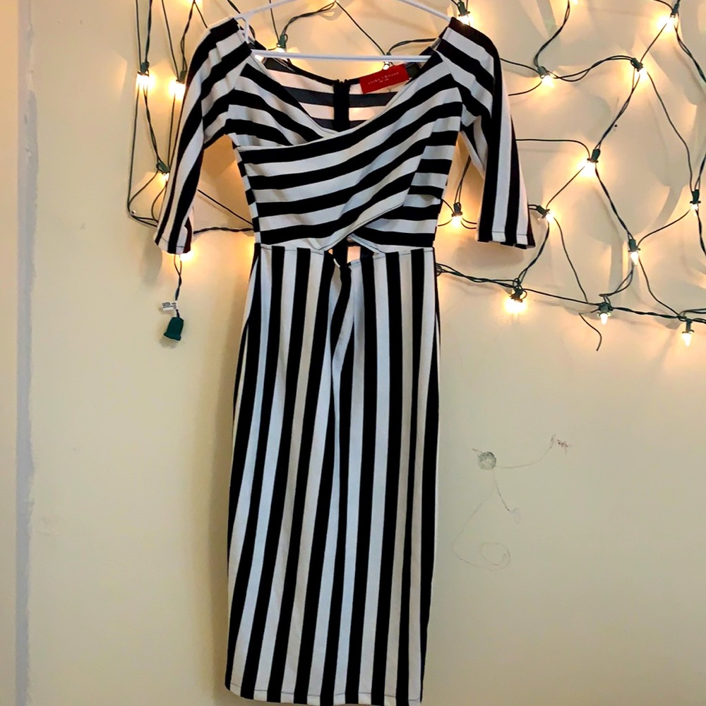 Black n white striped maxi dress